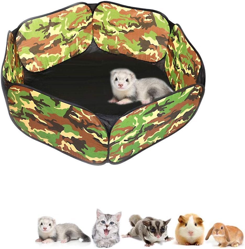 Small Animals Wire Yard Fence Hamster Hexagon Foldable Exercise Playpen, Easy Pet Cage Pen Toy Ideal for Guinea-Pigs, Cat, Rabbit, Chinchillas, Hedgehogs, Outdoor/Indoor