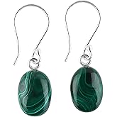 DEVMUKTI 925 Sterling Silver Dainty Earrings, Natural Gemstones Wicca & Reiki Healing Crystals, Polished Stones, Handmade Boho Lightweight Jewelry, Birthday Christmas Gift for Women