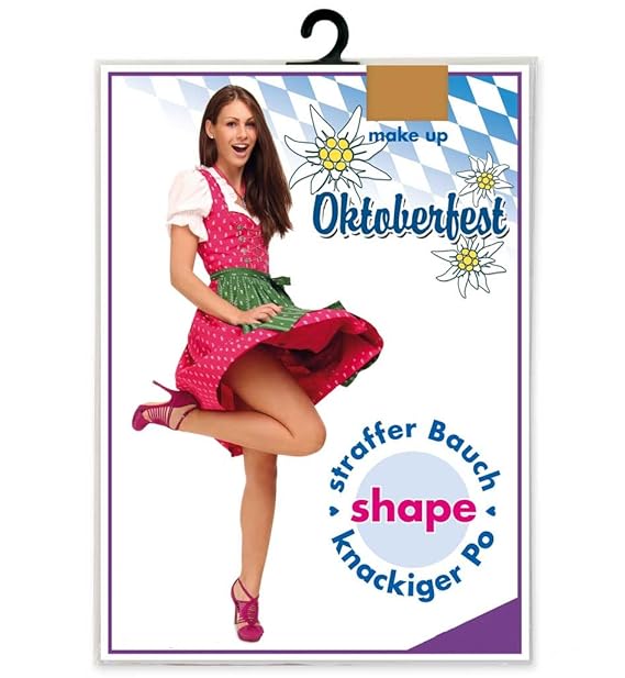 KarnevalsTeufel Dirndl-Strumpfhose für Damen, Feinstrumpfhose in verschiedenen Größen, 20 DEN, Oktoberfest, Wies'n (38-40)