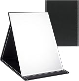 OWLKELA Portable Folding Mirror 16x12 cm Black PU Leather Travel Vanity
