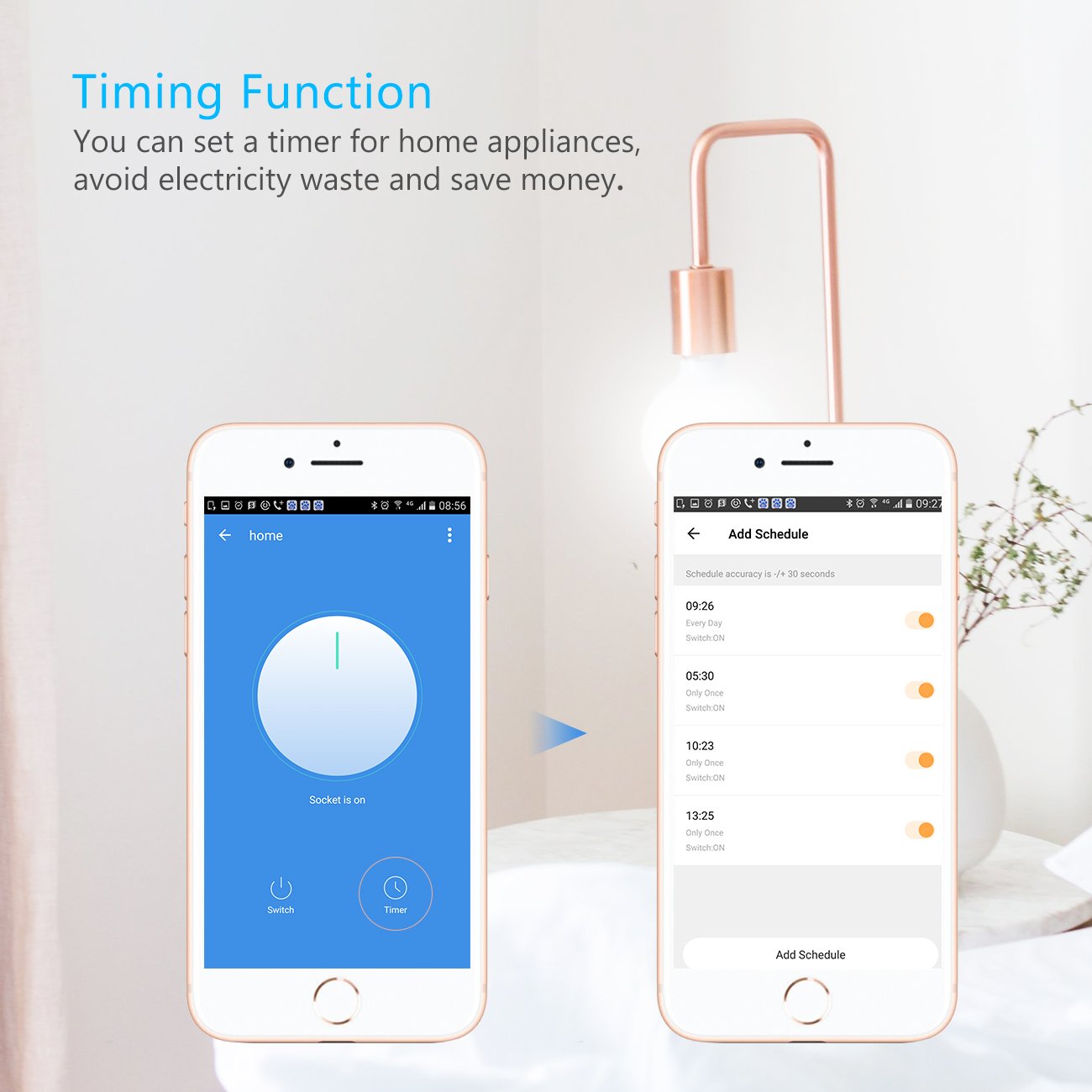 2X Prise Connectée Wi-FI, 2000W 10A Prise Intelligente Fonctionnant avec Amazon Alexa Google Home IFTTT Télécommande de Contrôle Port USB Fonction Timer et Application de Contrôle