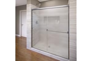 BASCO SHOWER DOOR Basco Classic Sliding Shower Door, Fits 40-44 inch opening, Obscure Glass, Silver Finish
