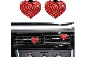 Wedcool 2PCS Car Air Vent Clip, Car Air Conditioning Outlet Clip, Bling Crystal Heart Charms Car Air Vent Clips, Car Accessor