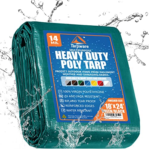 Tarpware 18'x24' Green/Black Heavy Duty Waterproof