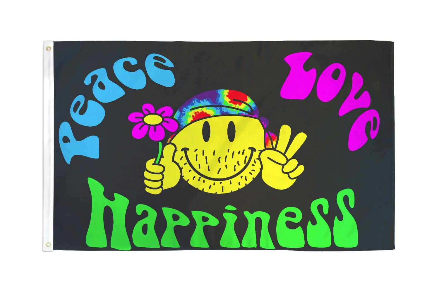 AZ FLAG - Rainbow Peace Love Happiness Flag - 3x5 Ft - 100D Polyester Gay Pride Banner with Two Metal Grommets - Fade Resistant - Vivid Colors - 3' x 5' Feet - 150x90 Cm — image 1