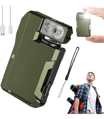 Lampe Torche EDC Rechargeable 400 Lumens - Tête Rotative 180°, Base Magnétique, IP68 - USB-C, Couleur Verte