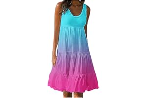 SEAOPEN Sundress for Women 2024 Summer Sleeveless Tank Dresses Casual Tiered Trendy Sundress Loose Swing Midi Dresses
