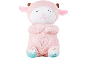 LUCAKUINS Baby Sound Machine Breathing Otter Sleep Buddy Plush Otter Portable Baby Soothers with Sensory Details Music Lights & Rhythmic Breathing Motion