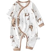 Cherie Kids 100% Organic Cotton Soft 0-6 Months Unisex Footless Newborn Baby Sleepers Pajamas Romper Boys Girls Long Sleeve