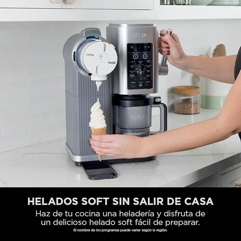 Máquina de gelados CREAMi Scoop & Swirl e máquina de iogurte gelado com 2 recipientes, 13 funções, prepara gelado, gelado cremoso, gelado, sorvete, batido e mais, opção de extras, prata, NC701EU