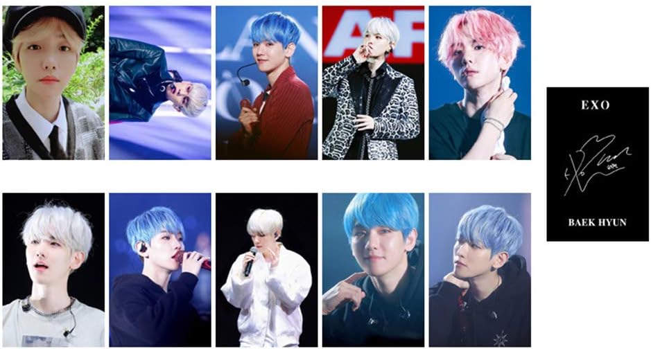 Zhenzhiao Kpop Baekhyun EXO City Lights SMTOWN Official Goods Hologram Photo Card Set Mini Phoo Card Poster Lomo Card Photocards, 10 Pcs/Set Photo Card 2020(H05)