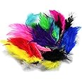 LolliBeads (TM) 100 Pcs of Dyed Multi-color Fluffy Rainbow Feathers 2.5-3.5 inches