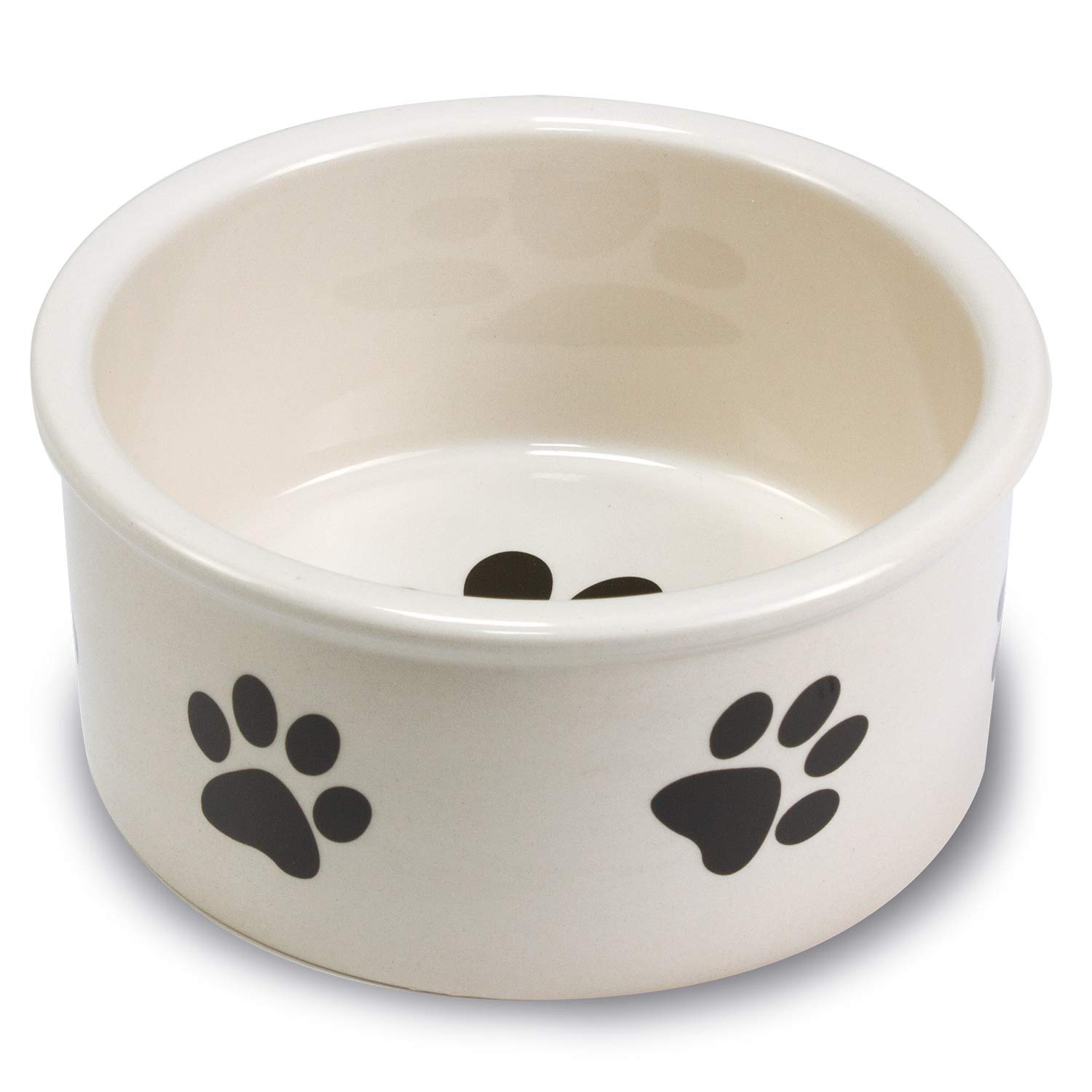 Arquivet 2509 Ceramic feeder with footprints, 12 cm, White / Black