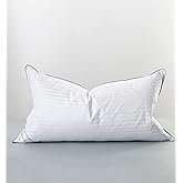 Eastwarmth Goose Feather Down Pillow for Sleeping, 100% Cotton Cover King (20X36IN) Bed Pillow Stripe White 1 Pack