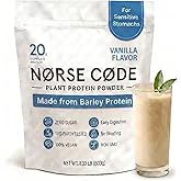 NØRSE CØDE Vanilla Plant-Based Barley Protein Powder | Delicious & Smooth 20g Complete Vegan Protein Blend – Pea & Rice Protein, Prebiotic Fiber, Gentle on Stomach, Zero Sugar, Keto Friendly (1.33 lb)