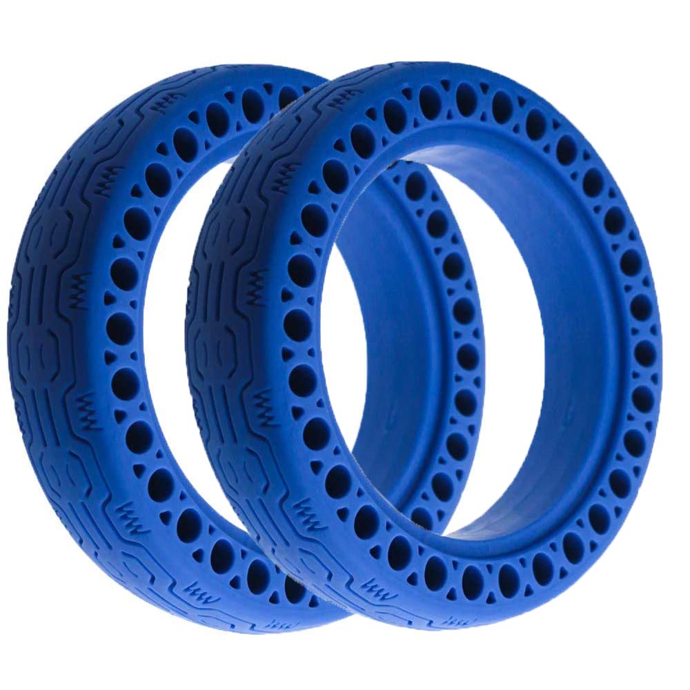 Flycoo2 Colored Solid Honeycomb Tyres for Xiaomi M365 / Pro Electric Scooter 8 1 / 2x2 8.5 Non-Slip Replacement Tires Front Rear (Blue×2)