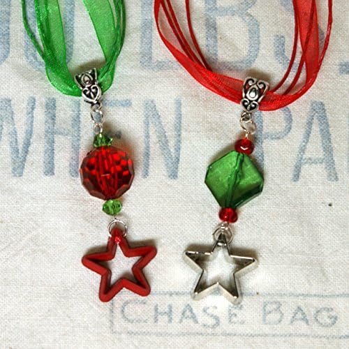 Tiny Christmas Star Cookie Cutter Pendant on Organza Necklace