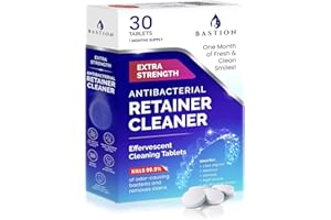 Retainer Cleaner & Denture Cleanser - 30 Effervescent Tablets - 1 Month Supply - Removes Stains, Discoloration, Odors, & Plaq
