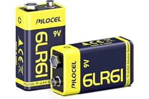 PILOCEL 9V Batteries 2 Pack, 9 Volt Alkaline Battery, Long-Lasting 9V Battery for Smoke Detector, 10-Year Shelf Life, 2 Count