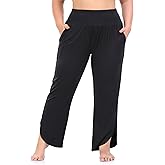 ZERDOCEAN Women's Plus Size Wide Leg Pants High Waist Yoga Pants Casual Loose Lounge Pants with Pockets