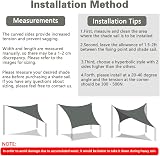 OFFCUP 3x4m Sun Shade Sail Rectangular Canopy Grey 90% UV Block 160gsm view 5