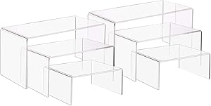 PH PandaHall 6pcs 3 Sizes Acrylic Display Risers Stand U-Shape Jewelry Display Holder 3 Steps Clear Riser Shelf Showcase for Jewelry Display Store Fixture Table Decorations (4.9/6.2/7.8