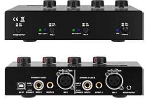 Micfuns Microphone Preamp Mic Booster 4 Input Max 25db DI Box with 48V Phantom Power for Dynamic and Condenser Mic (MC02)