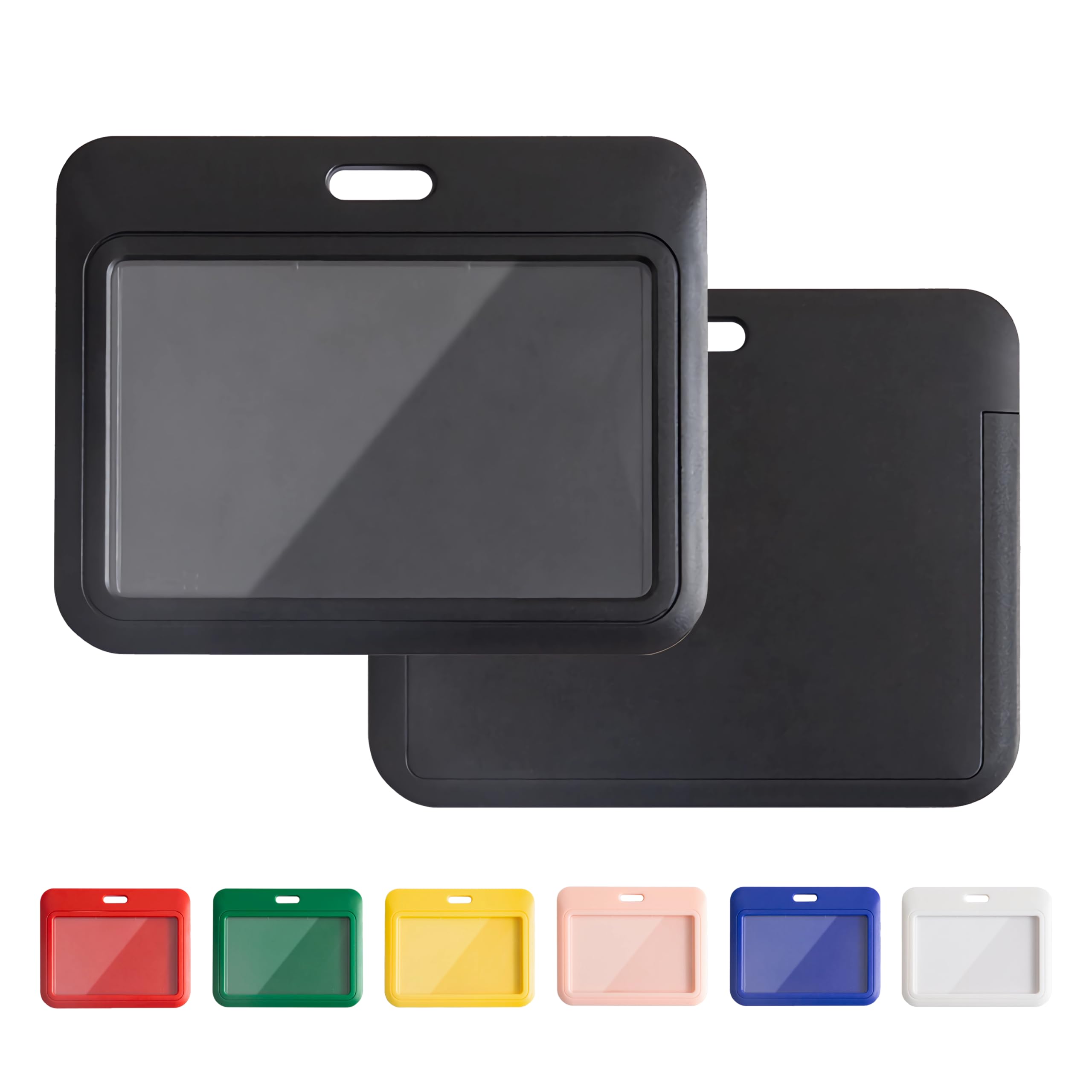 Photo 1 of 1 Pack Sliding Horizontal ID Badge Holder with Clear Window Black ID Card Holder Protector Pouch for Office School ID Credit Cards Proximity Key Cards Driver’s Licenses and Passes