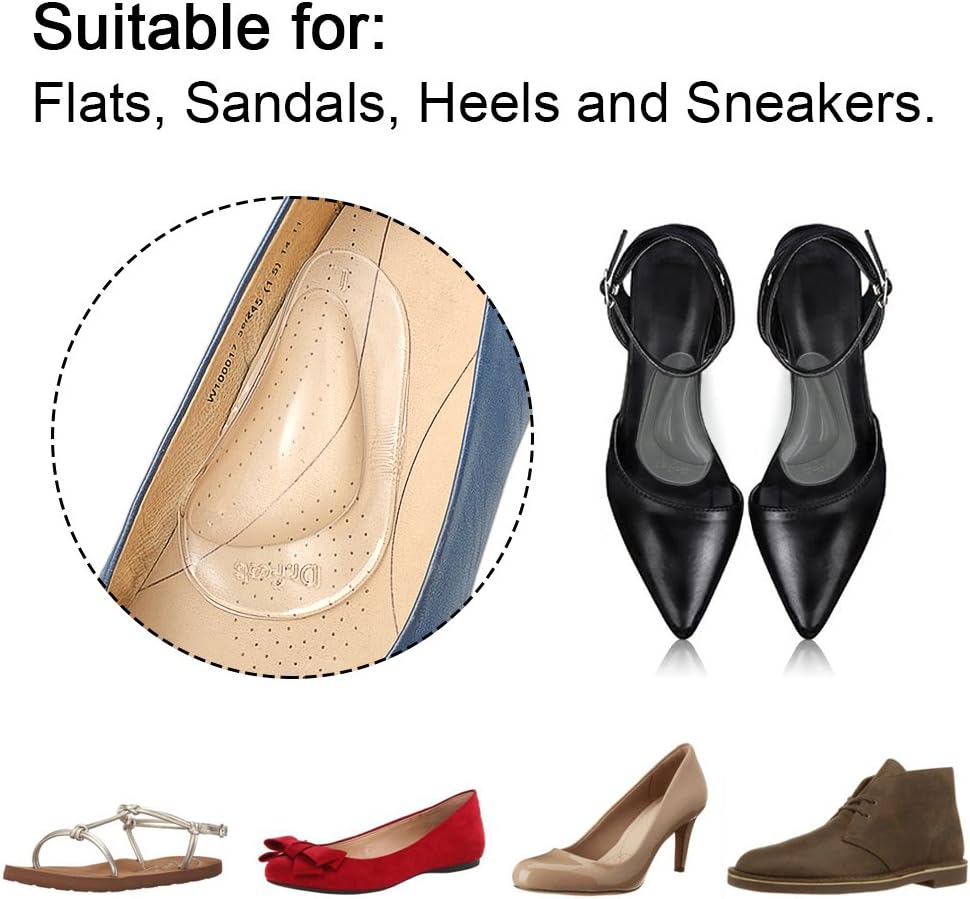 Dr. Foot's Arch Support Shoe Insoles for Flat Feet, Gel Arch Inserts for Plantar Fasciitis, Adhesive Arch Pad for Relieve Pressure and Feet Pain- 3 Pairs (Clear): Health & Personal Care