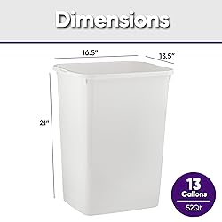 Superio Large Kitchen Trash Can 13 Gallon, 52 Qt