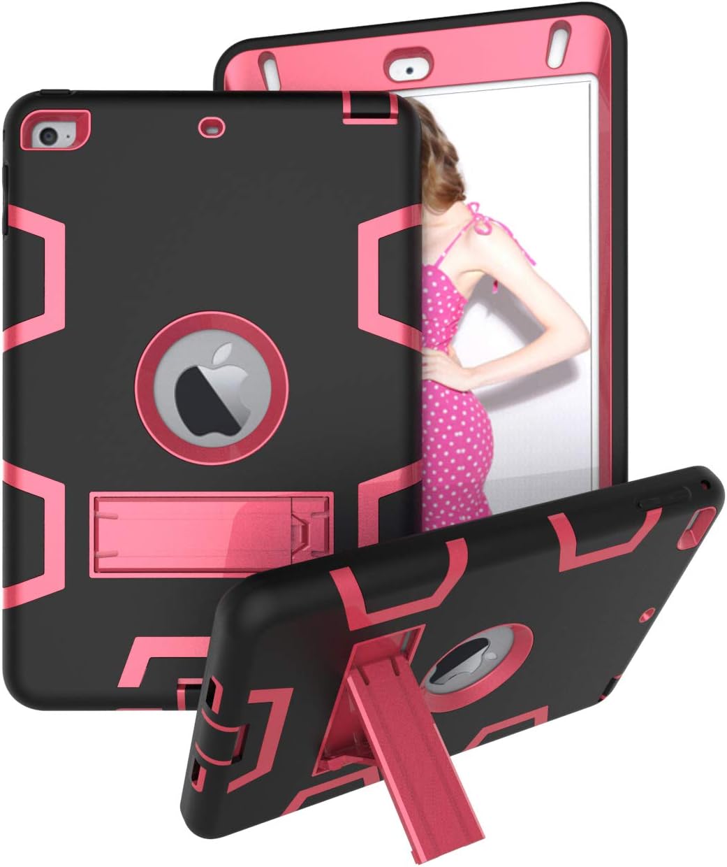 iPad Mini 5 Case, iPad Mini 5th Generation Case, DOOGE Three Layers PC Silicon Armor Defender Heavy Duty Shock-Absorption Rugged Hybrid Drop Protection Case Built with Kickstand for iPad Mini 4/5