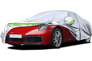 SPORTULI Waterproof Car Covers Replace for 1998-2024 Porsche 911 (991/992/996/997 Series), 6 Layers Silver All Weather Car Cover with Zipper Door & Windproof Bands for Snow Rain Dust Protection