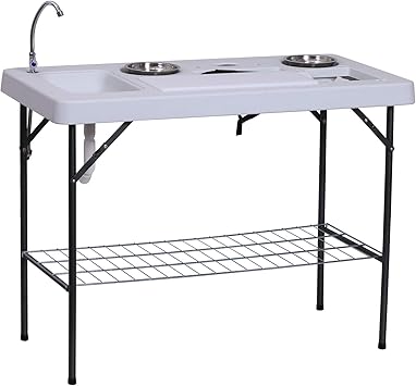 Amazon Com Outsunny 50 L Folding Fish Cleaning Table With Sink
