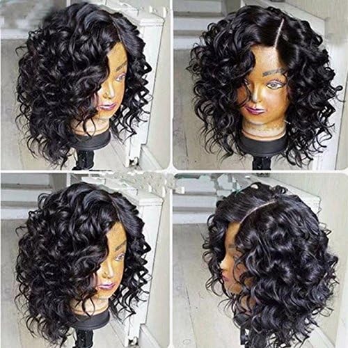 Ten Chopstics Wigs Short Curly 360 Lace Frontal Wig Human Hair Wigs for Black Women with Baby Hair Side Part Pre Plucked 100% Virgin Brazilian Hair Wig for African Americans Bleached Knots Stock