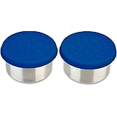 LunchBots 4.5 oz Stainless Steel Dressing Container for Condiments, Dips, Snacks, Dipping Sauce Cups with Silicone Lid, Fits in Lunch Bags and Bento Boxes - Set of 2 (Blue)