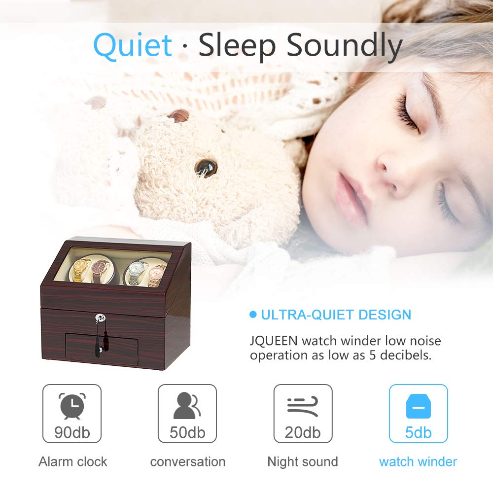 JQUEEN Automatic Wood Watch Winder Display Box 4+9 Storages