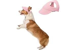 HDKUW Dog Hat with Ear Holes, Dog Baseball Outdoor Cap, Adjustable Summer Travel Sport Hat for Small Medium Dogs Pink L