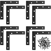 QWORK Flat L Brackets for Wood, 8 Pack Heavy Duty Brace Corner Brackets, 120mm x 120mm x 2mm, for Furniture Repair