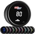 GlowShift 10 Color Digital 145 PSI Oil Pressure Gauge Kit - Includes Electronic Sensor - Multi-Color LED Display - Tinted Lens - for Car & Truck - 2-1/16" (52mm)