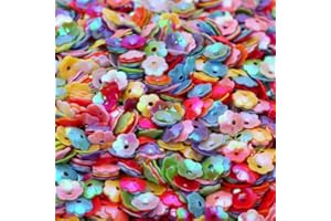 4000pcs 6mm Glitter Flower Bulk Loose Sequins Iridescent Round Embroidery Paillettes Crafts Sequins Cup Spangles for Only Adu