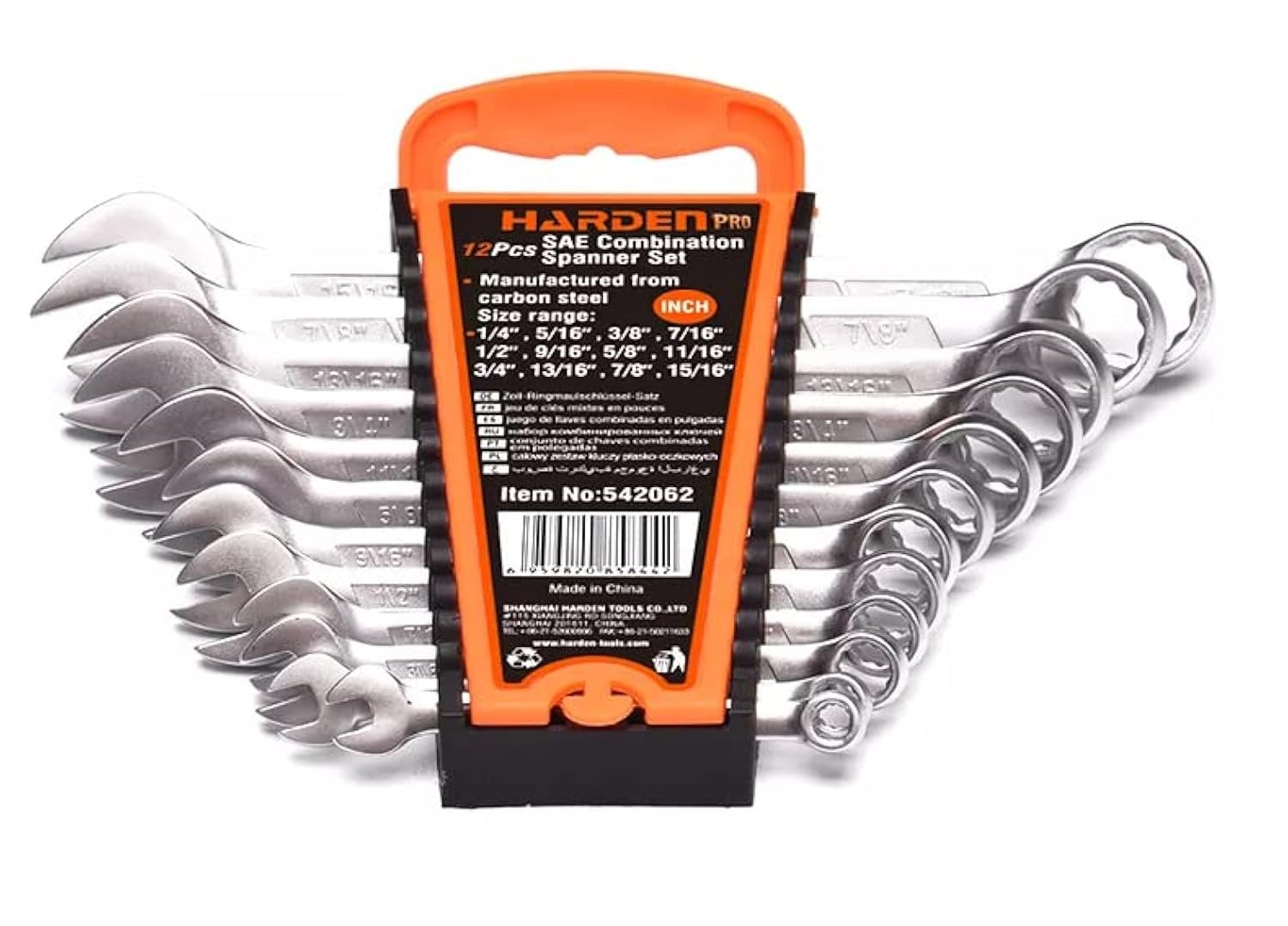 HARDEN 542062 Combination Spanners Set 12 Pcs INCH Sizes 1/4"-15/16"