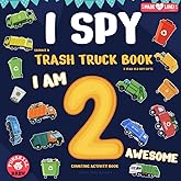 I spy garbage & trash truck book: 2 year old boy gifts: I am 2 awesome | Counting activity book for 2+ year old boys (Gifts for 2 year old boys and girls)
