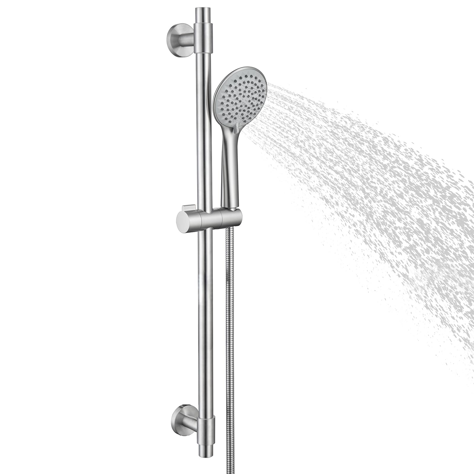 Photo 1 of YSNOL Adjustable Shower Slide Bar with 5-Function Handheld Shower Head, Stainless Steel Grab Slide Bar Combo with Extra Hose (Brushed Nickel)
