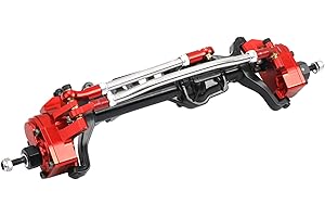 RZXYLRC Aluminum Alloy Portal Axle Complete Front Axle for Axial SCX10 III AXI03007 1/10 RC Crawler Upgrades (Red&Black, Fron