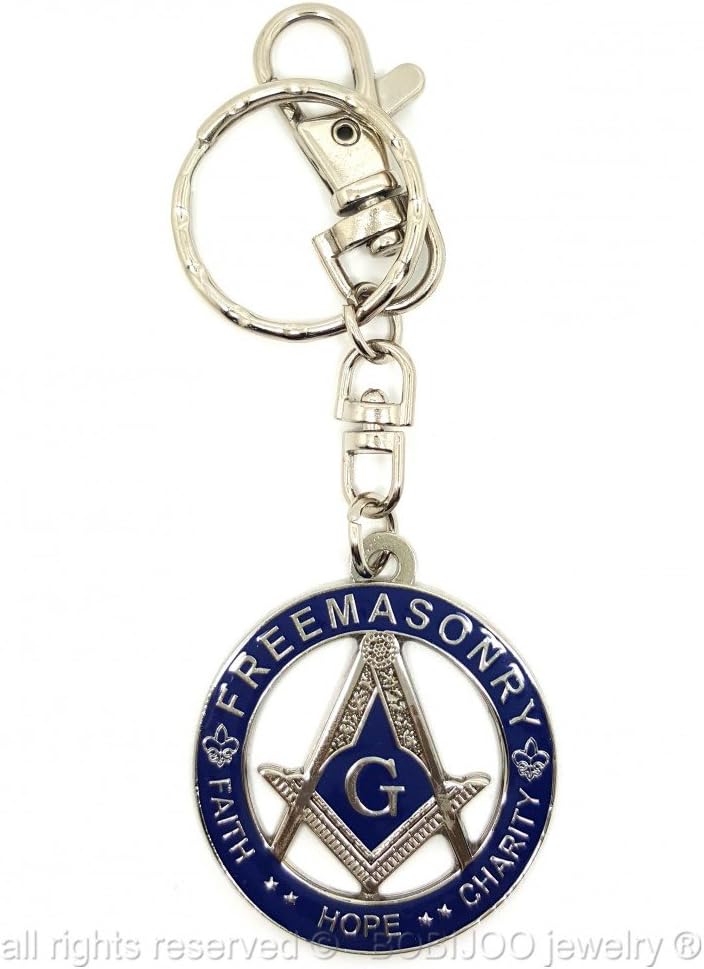 BOBIJOO JEWELRY - Freemason's key ring Silver-plated metal and blue enamel - Image 4