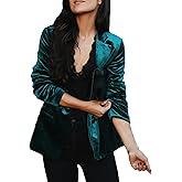 SEMATOMALA Women's Solid Long Sleeve Velvet Blazer Jacket Suit Open Front Cardigan Coat with Pockets Outerwear