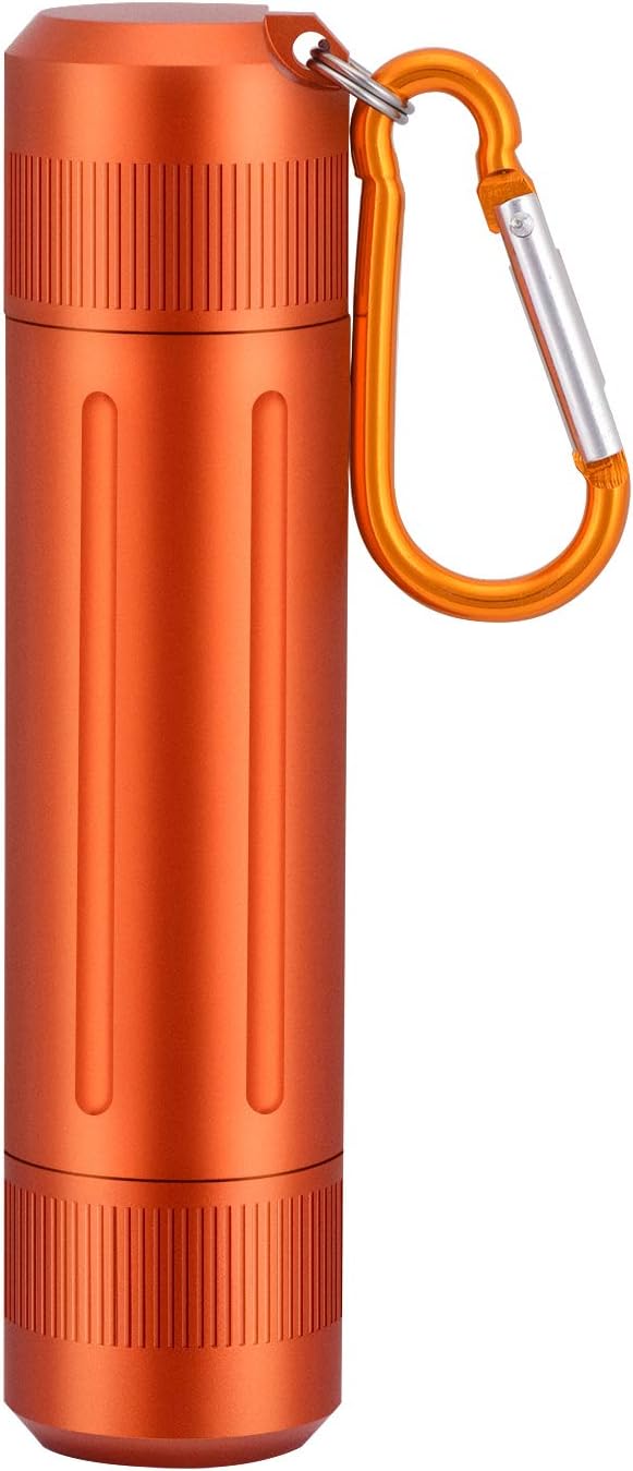 Aufew Stash Jar, Pocket Size Outdoor Survival Smell Proof Airtight Container Aluminum Waterproof Jar Container for Herbs, Pills, Spices, Match