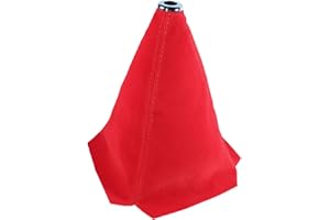 QIANG KUN Car Shift Boots Shift knob dust Cover Manual Gear Shift Cover Suede Leather Shift Boots MT Gear knob Shift Boots (Red Suede w/Red Stitching)