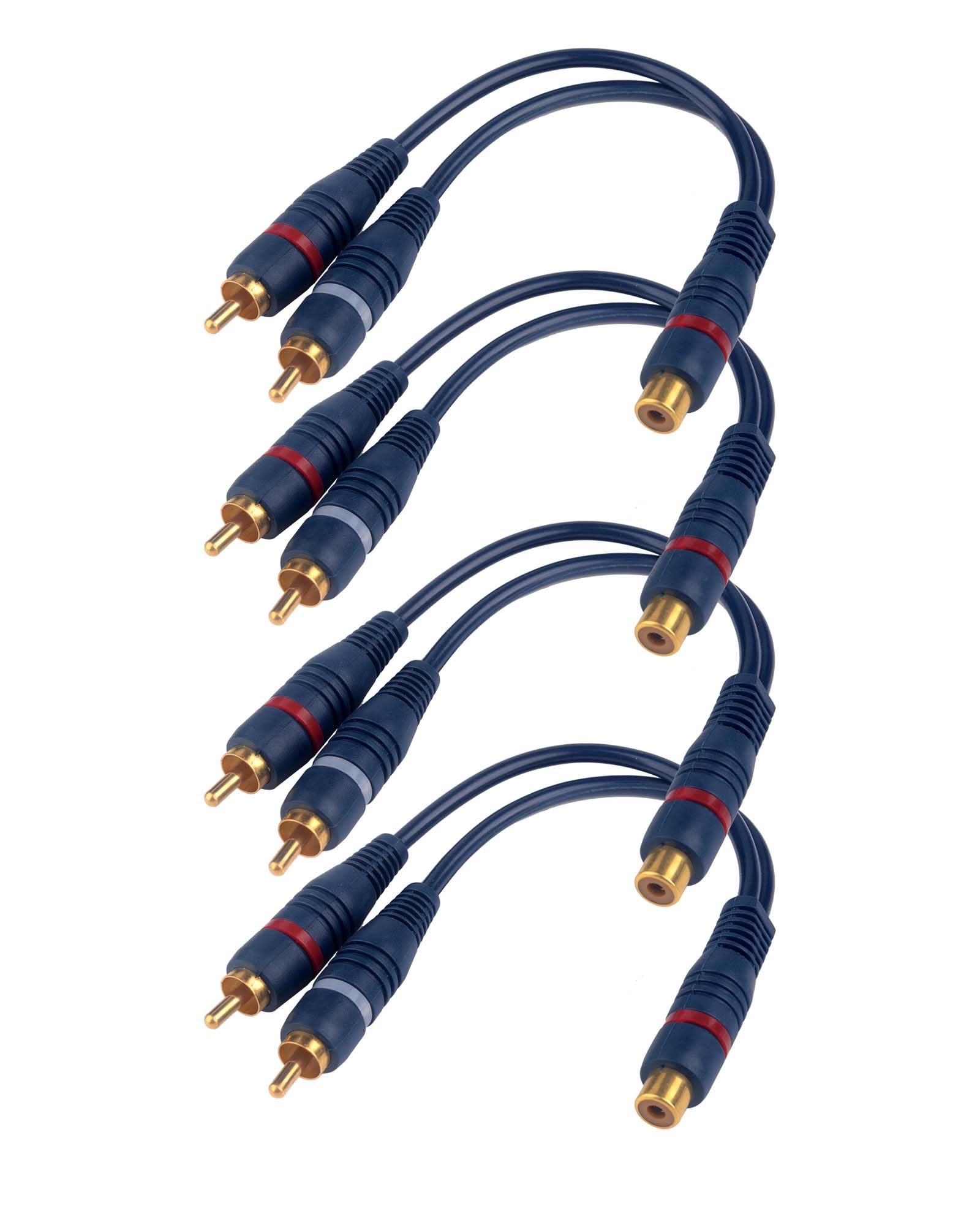 BRIEFCEC RCA Splitter Y Cable, 15cm AV Extension Audio Cable, 1 Female to 2 Male for Home Theater (4Pcs)