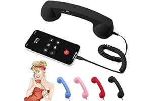 Pop Phone Retro Handset, Phone Receiver for Cell Phones, 2026 New Telephone Receiver with Type-C Cable (Black)